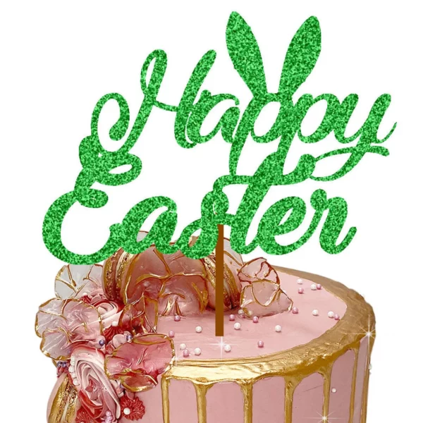 Happy Easter 3 Cake Topper green
