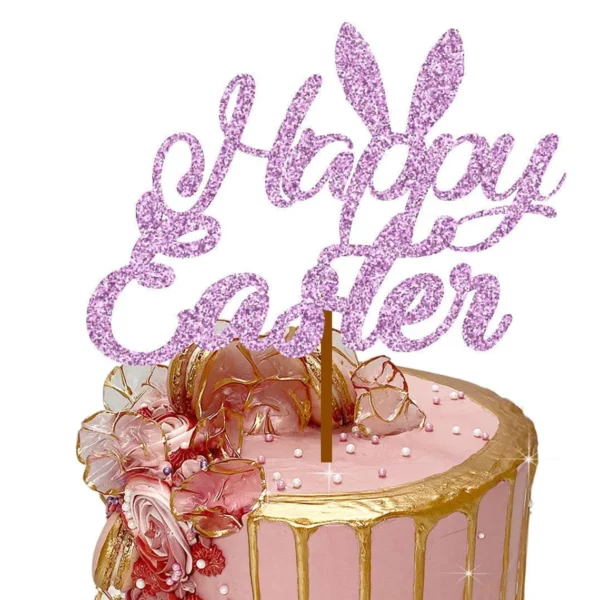 Happy Easter 3 Cake Topper baby pink