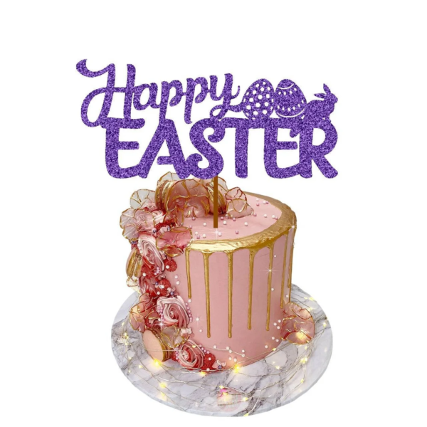Happy Easter 1 Cake Topper purple