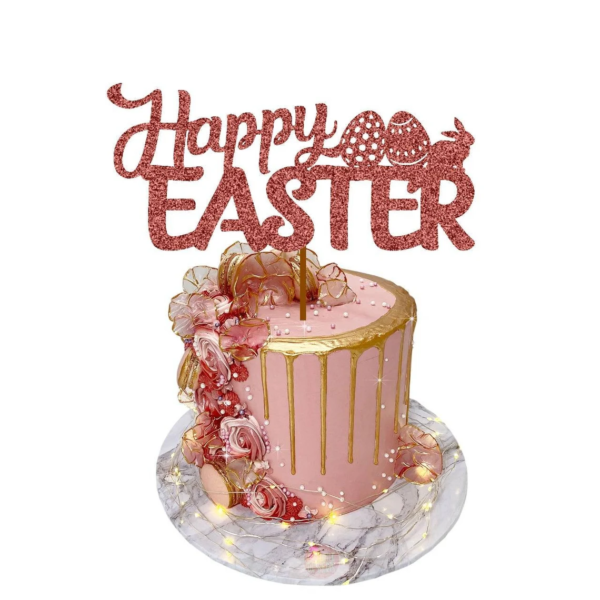 Happy Easter 1 Cake Topper rose gold