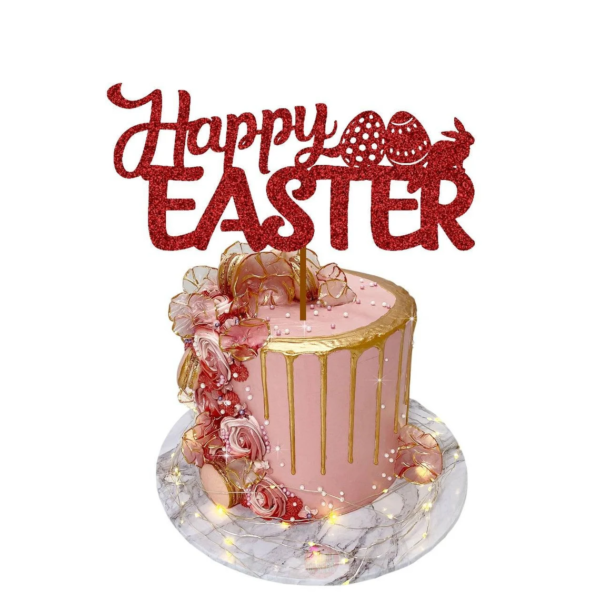 Happy Easter 1 Cake Topper red