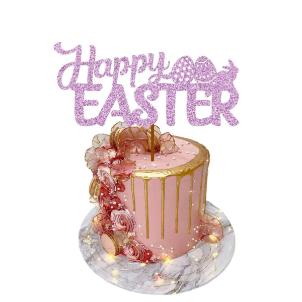 Happy Easter 1 Cake Topper baby pink