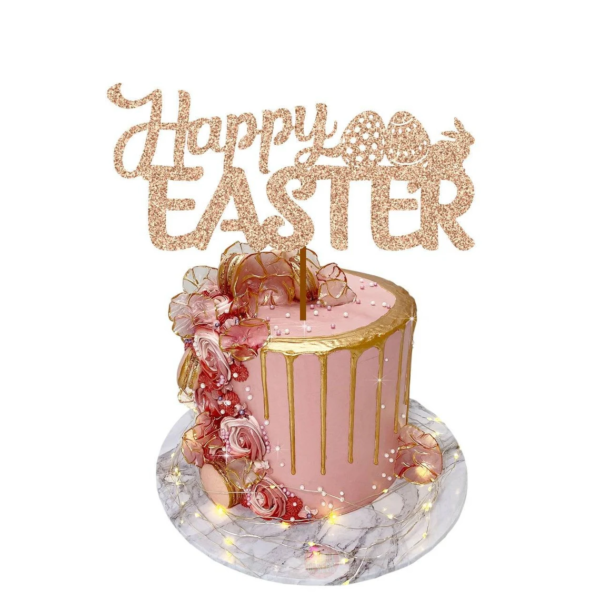 Happy Easter 1 Cake Topper light rose gold