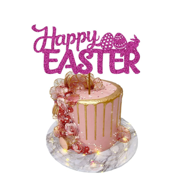 Happy Easter 1 Cake Topper pink