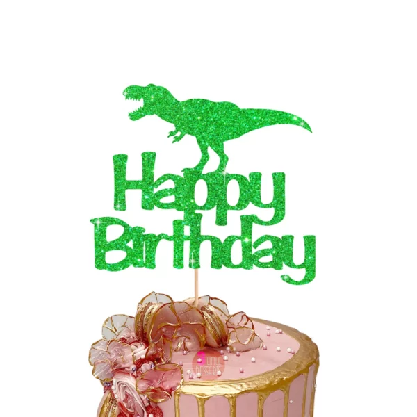 Dinosaur Happy Birthday Cake Topper green