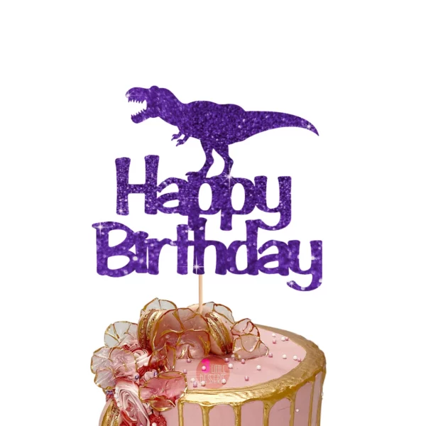Dinosaur Happy Birthday Cake Topper purple