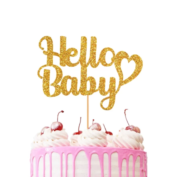 Hello Baby Cake Topper gold