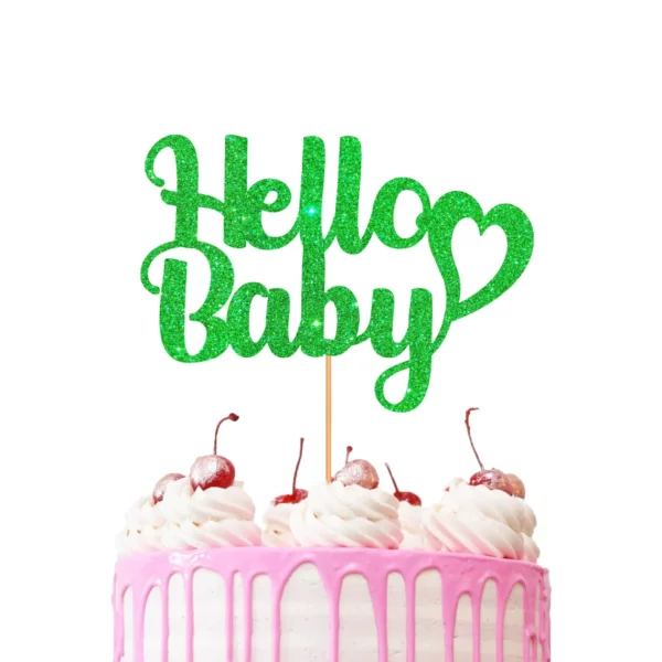 Hello Baby Cake Topper green