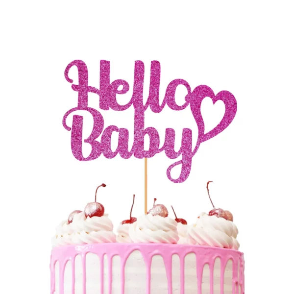 Hello Baby Cake Topper pink
