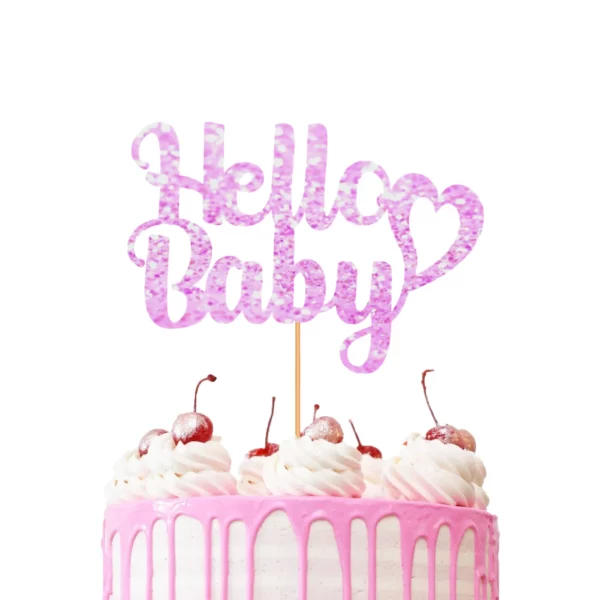 Hello Baby Cake Topper baby pink