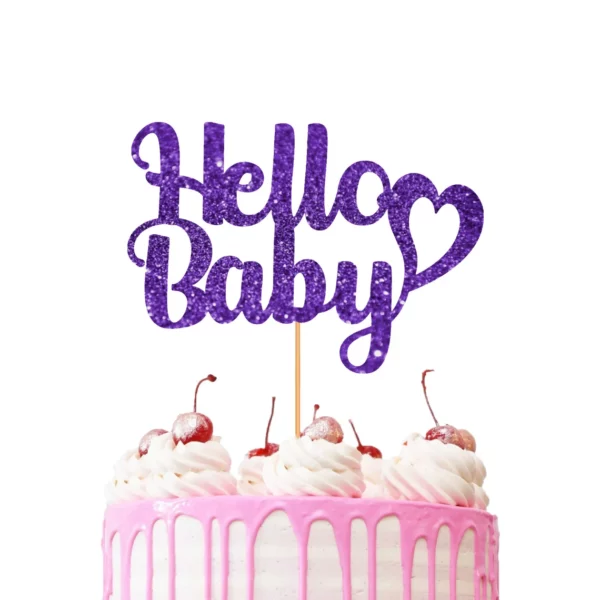 Hello Baby Cake Topper purple