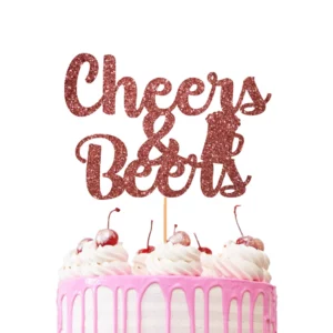Cheers and Beers Cake Topper rose gold