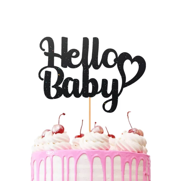 Hello Baby Cake Topper black