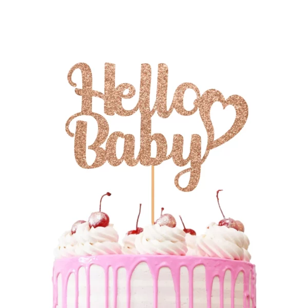 Hello Baby Cake Topper light rose gold
