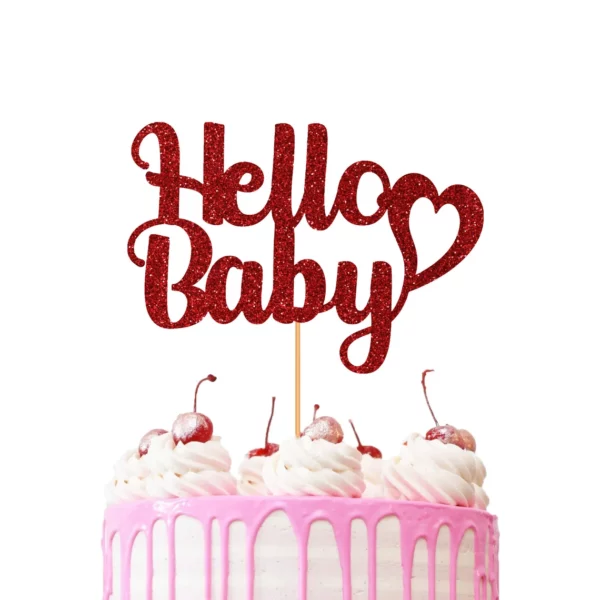 Hello Baby Cake Topper red