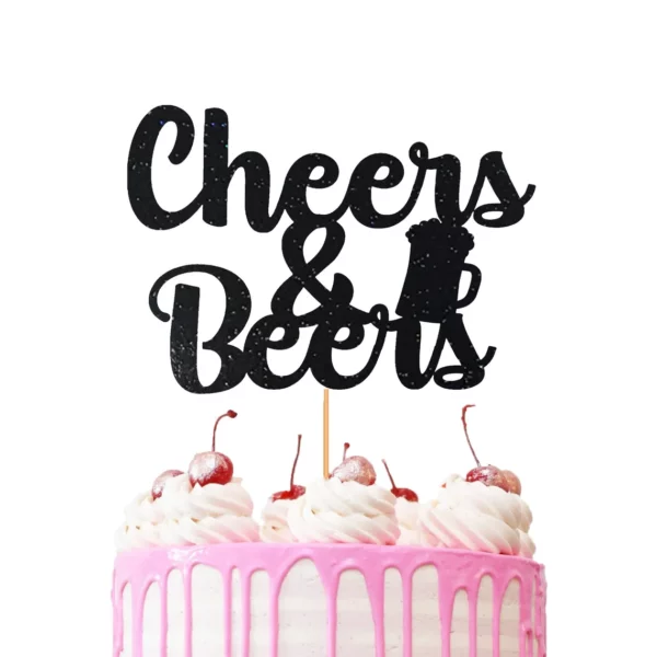 Cheers and Beers Cake Topper black