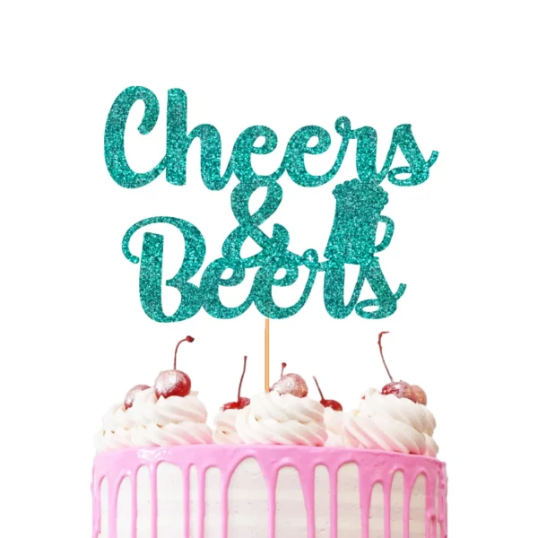 Cheers and Beers Cake Topper cyan blue