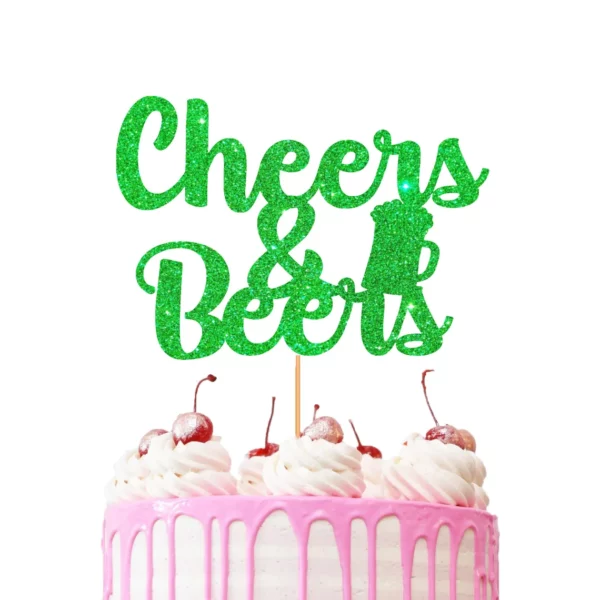Cheers and Beers Cake Topper green