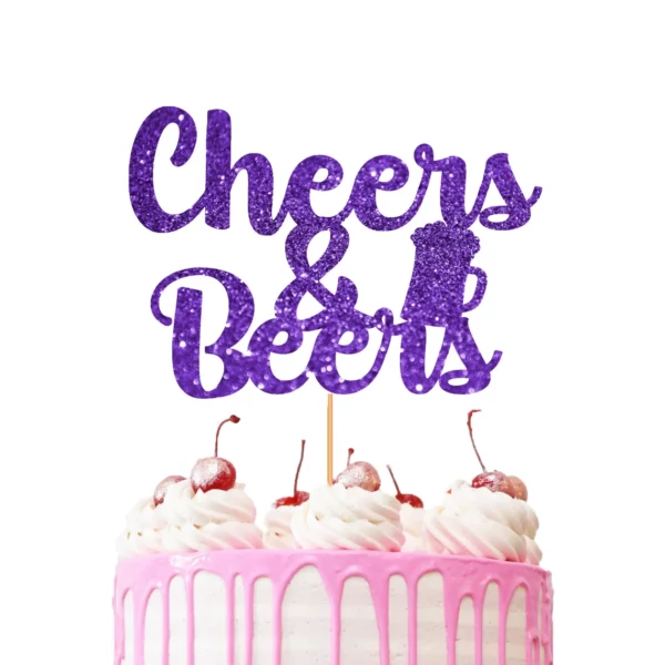 Cheers and Beers Cake Topper purple