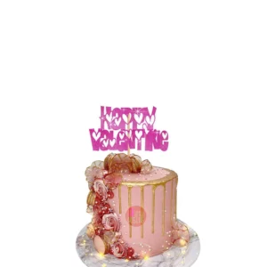 Happy Valentine Cake Topper pink