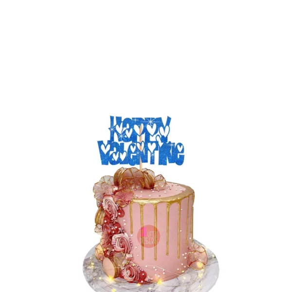 Happy Valentine Cake Topper blue