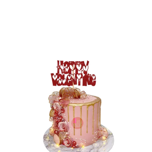 Happy Valentine Cake Topper red