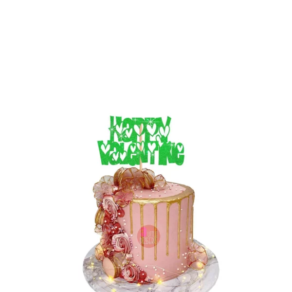 Happy Valentine Cake Topper green