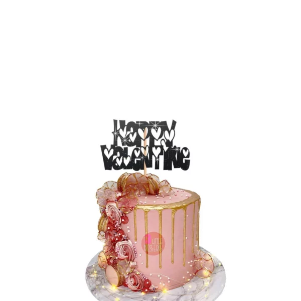 Happy Valentine Cake Topper black