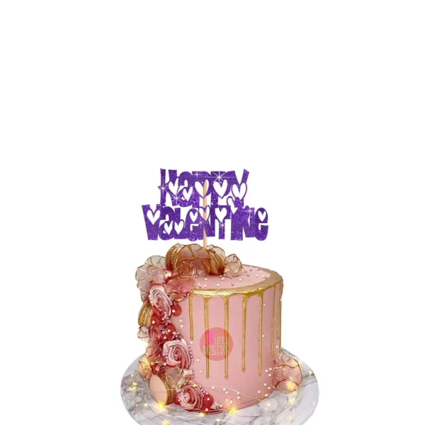 Happy Valentine Cake Topper purple