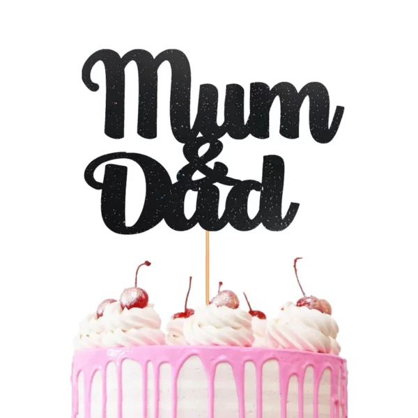 Mum and Dad Cake Topper Black
