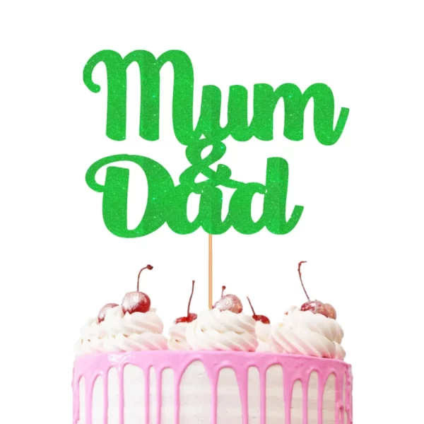 Mum and Dad Cake Topper Green