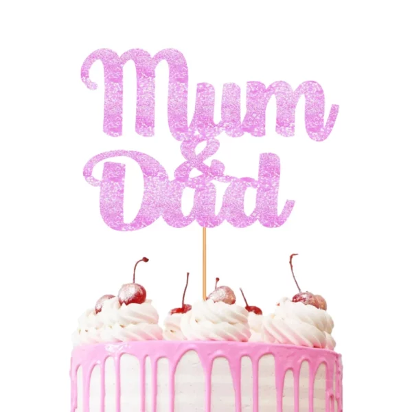 Mum and Dad Cake Topper Baby Pink