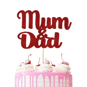 Mum and Dad Cake Topper Red