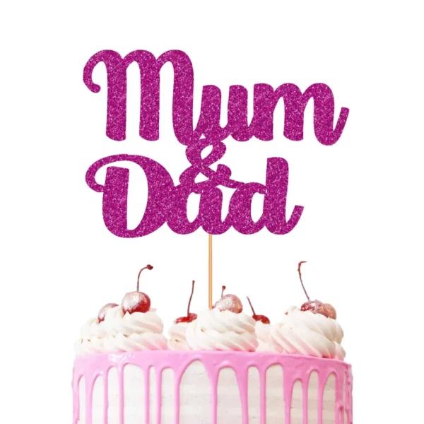 Mum and Dad Cake Topper Pink
