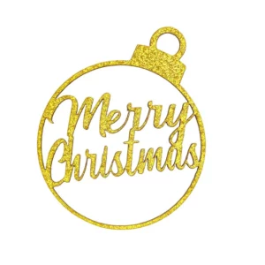 Merry Christmas Baulble Cake Topper Gold