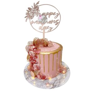 Acrylic Happy Mothers Day Circle light rose gold