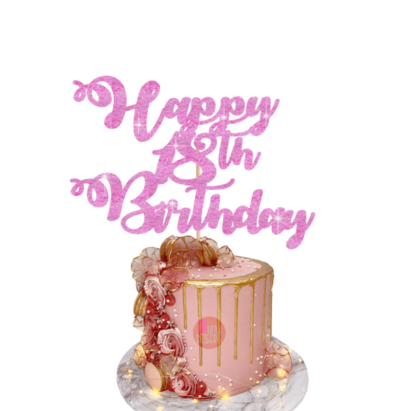 Happy Birthday Customisable Cake Topper baby pink