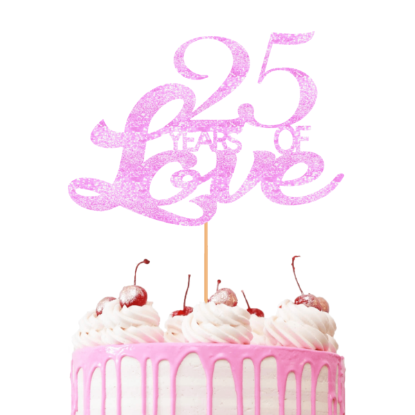 Years of Love Customisable Cake Topper baby pink