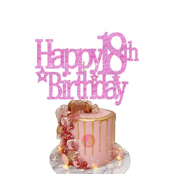 Happy Birthday Custom Age Cake Topper 3 baby pink