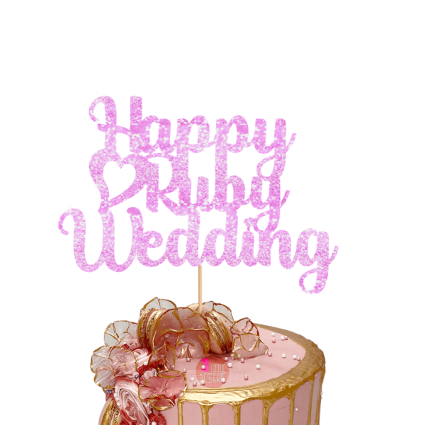 Happy Ruby Wedding Cake Topper baby pink