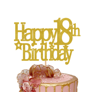 Happy Birthday Custom Age Cake Topper 3 gold pp