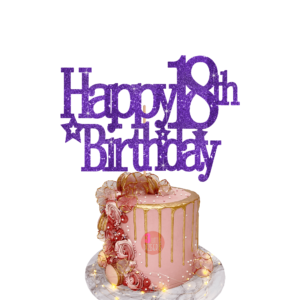 Happy Birthday Custom Age Cake Topper 3 purple