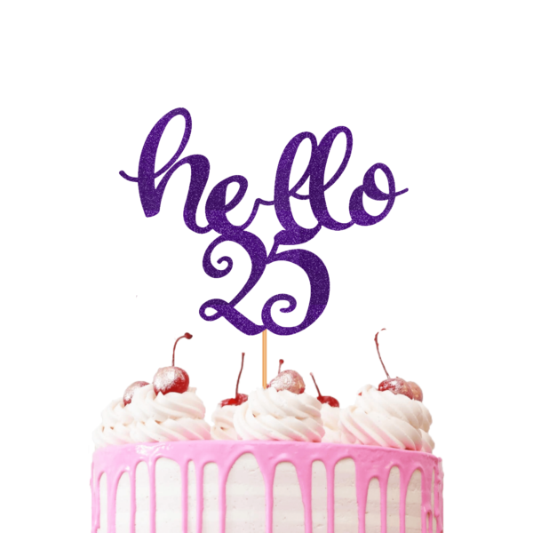 Customisable Hello Age Cake Topper purple