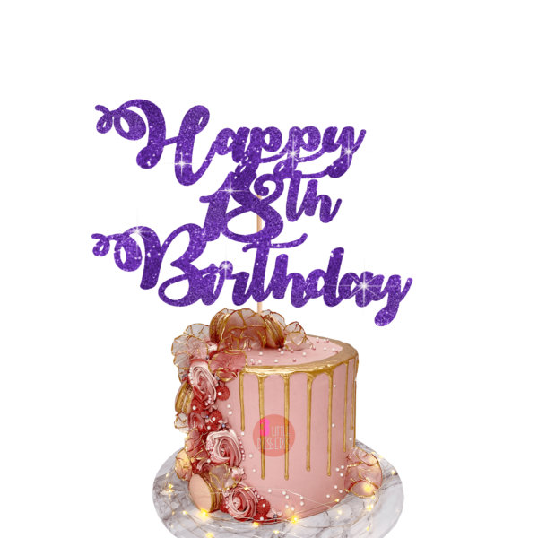 Happy Birthday Customisable Cake Topper purple