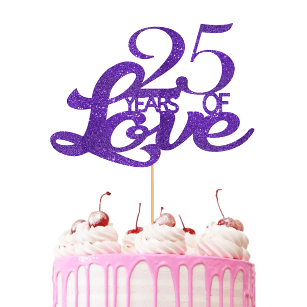 Years of Love Customisable Cake Topper purple