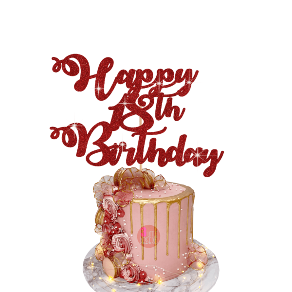 Happy Birthday Customisable Cake Topper red