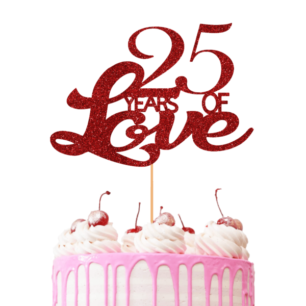 Years of Love Customisable Cake Topper red