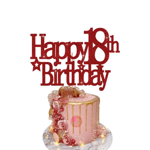 Happy Birthday Custom Age Cake Topper 3 red