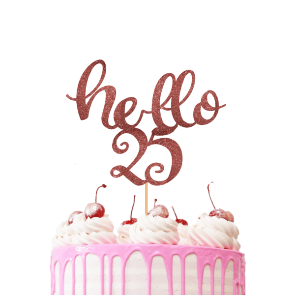Customisable Hello Age Cake Topper rose gold