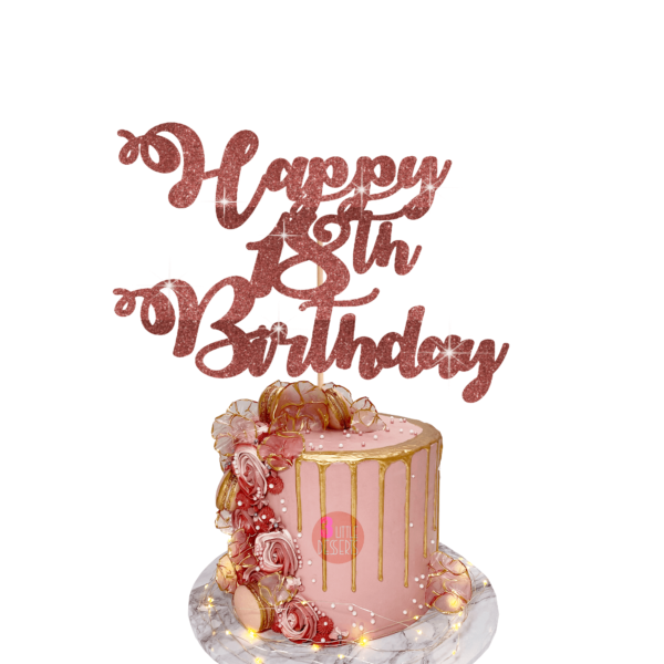 Happy Birthday Customisable Cake Topper rose gold